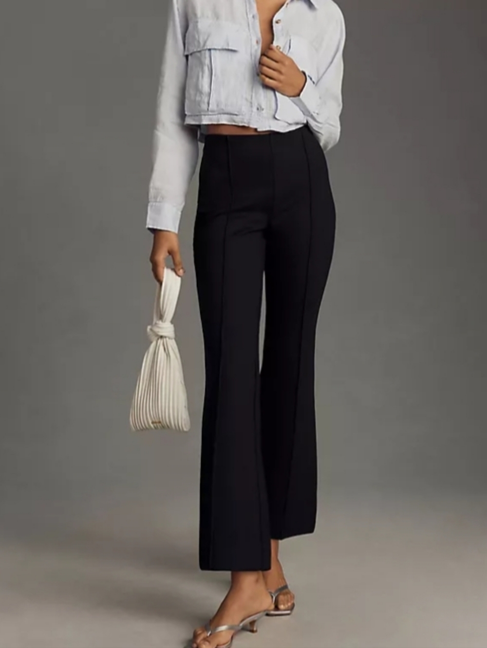 Anthropologie The Essential Black Kick-Flare Trousers Size 16